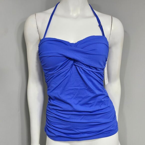 Anne Cole Twist-Front Ruched Tankini Top - Royal - Picture 2 of 9